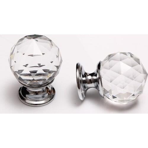136pcs/lot) 30MM Glass Crystal Cabinet Knobs Ball Shape Wardrobe Door Knobs/Cupboard Drawer Pull Handle/Glass Dresser Knobs