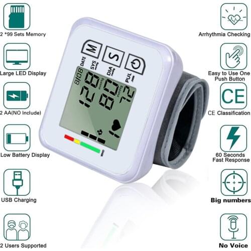 Automatic Digital LCD Sphygmomanometer Display Wrist Monitor Heart Rate and Pulse Meter Measurement Elderly Health