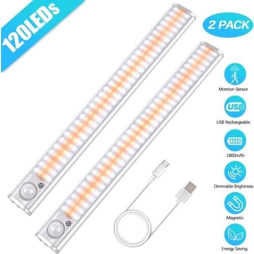 120 160 LEDs Motion Sensor Light 3 Colors Modes Cupboard Wardrobe Bed Lamp Under Cabinet Night Light For Closet Stairs Kitchen