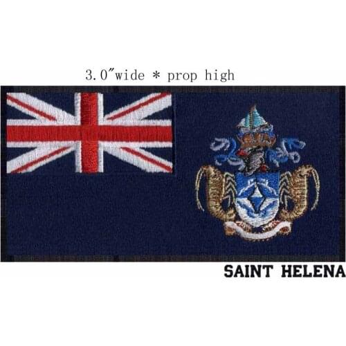 Tristan da Cunha Flag 3"wide embroidery patch for iron on backing/bordado patch/agulha de feltragem