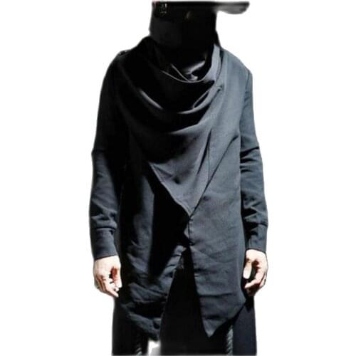 Spring autumn men thin long trench coat gothic cloak nightclub singer stage costume mens irregular hip hop jackets cardigan