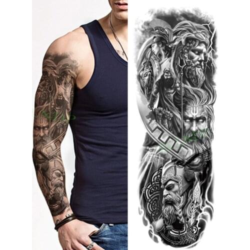 Waterproof Temporary Tattoo Sticker Game Warrior Roraing Dog Full Arm Fake Tatto Flash Sleeve Tatoo for Men Women