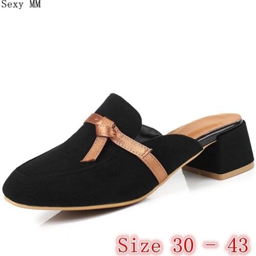 Women Low High Heel Sandals Square heel Shoes Woman Low High Heels Slingbacks Pumps Small Plus Size 30 31 32 33 - 40 41 42 43