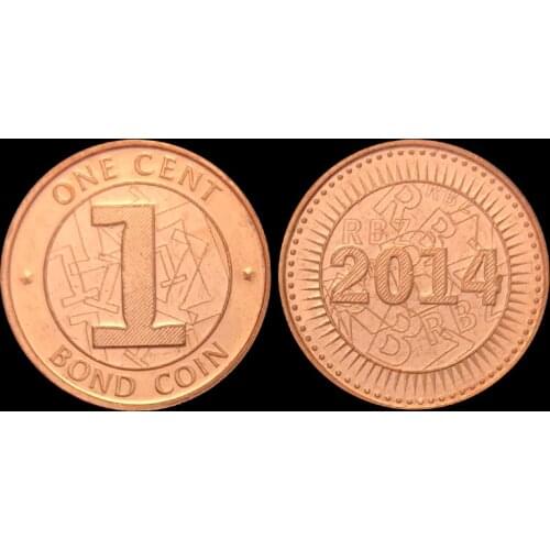 Zimbabwe 1 cent 2014 100% Real Original Coins Genuine Issuing Collection Coins Unc
