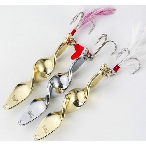 1PCS 10g 14g 21g 28g Rotating Metal Spinner Spoon Fishing Lure Hard Baits For Trout Pike Treble Hook Tackle