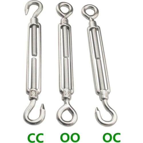 1 PCS M4 M5 M6 Stainless Steel 304 Adjust Chain Rigging Hooks & Eye Turnbuckle Wire Rope Tension Device Line OC OO CC Type