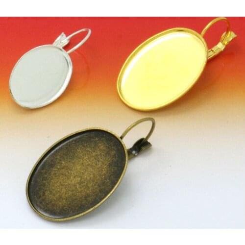 10pcs Hook Earring 18*25MM Silver/Gold/Antique Bronze Elastic Ear Hook Straight Edge with Setting Tray for Glass Cabochons/Bezel