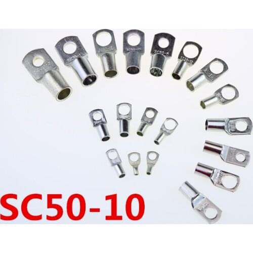 10pcs/Lot SC 50-10 50mm2 10mm Bolt Hole Tinned Copper Cable lugs Battery Terminals Brand New