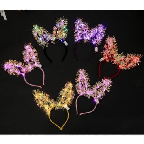 14 LEDS NEW YEAR CHRISTMAS Vibrato luminous ears hairband flash head stall supply best selling luminous toys to push small gifts
