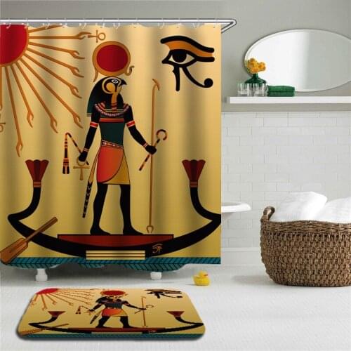2pc/ Set Africa Woman Shower Curtains Set Bathroom Waterproof Polyester With Rectangle Non-slip Floor Mat Bath Curtain Set