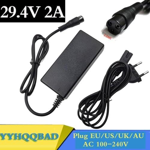 2A 29.4V charger for 24V 25.2V 25.9V 29.4V 7S lithium battery pack 29.4V recharger e-bike charger 3-Prong Inline Connector M16