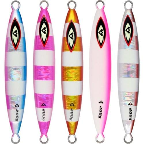 5PCS Zebra Slow Jig Deep sea Fishing Jigging Glow Jigbait Spoon Lure baits 150/200/260/330g