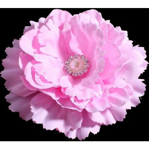 50 Pcs/Lot,11CM 20colors Newborn Chic Peony Flower With Pearl Button For Hair Accessories Artificial Fabric Flowers For Headband