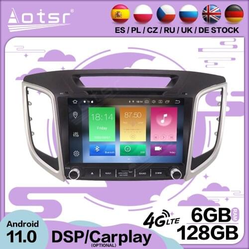 6+128G Carplay Android 11 For hyundai creta ix25 Car Multimedia GPS Screen video player Radio Receiver Audio Stereo Head Unit