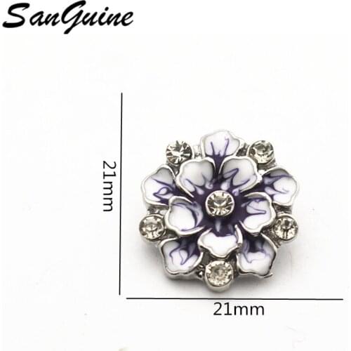 6pcs/lot 18MM Snap Button Jewelry Rhinestone Flower Pattern Xinnver Snap Jewellery Fit DIY Snap Bracelet For Women