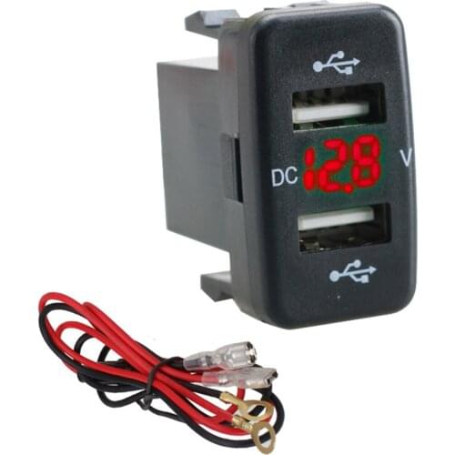60cm Cable 12V-24V Car 4.2A Dual USB Ports Socket Charger Voltmeter Power Two USB Port-Enabled Devices Simultaneously