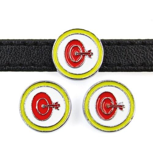 8mm Darts Shot Targe Sports Slide Charms Flat Hole Enamel Beads Keeper Fit 8mm Stainless Steel Mesh Bracelets DIY Jewelry Making
