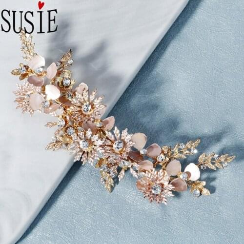 LOVE SUSIE Hair Accessories Wedding Jewelery Flash Pearls Rhinestone Elegant Hairwear Golden Side Hair Clips Sweet Headdress