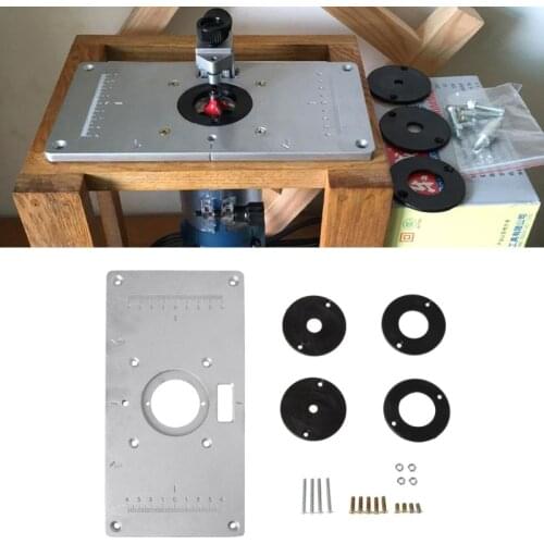 Aluminum Router Table Insert Plate w/ 4 Rings Screws For Woodworking Benches M03 dropship