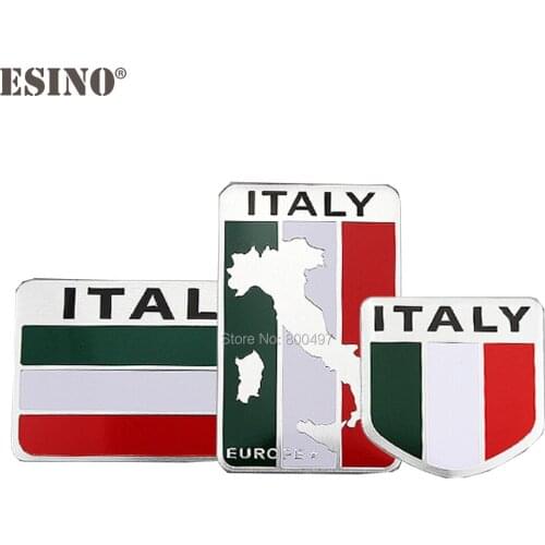 Car Styling New Design Italy National Flag Set 3D Metal Chrome Aluminium Alloy 3D Emblem Badge Sticker Decal Auto Accessory