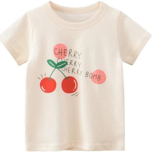 Kids Clothing 2021 Summer New Arrival Toddler Girls Cotton T Shirts Casual Loose Baby Print Tops 2-8 Y Fashion Girls Tee Shirts