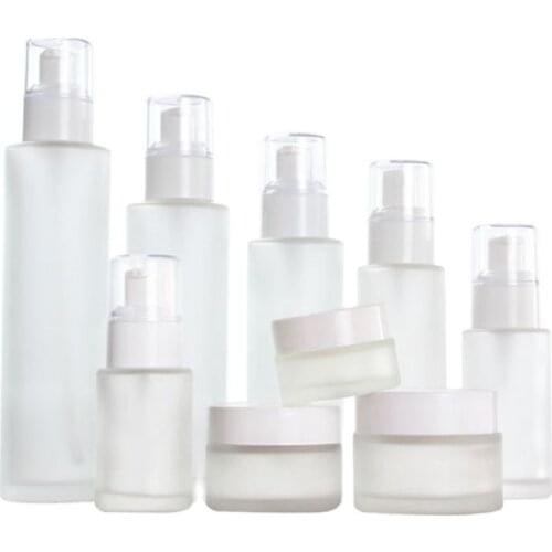 Travel Bottles White Pump Head Round Shape Press Refillable Spray Toner Bottle Empty Cosmetic Packaging Container 8pcs/lot
