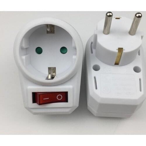 Y1UD European Conversion Plug 1 to 1 Way Power Adapter Adaptor with Switch 16A AC 250V EU Travel Socket