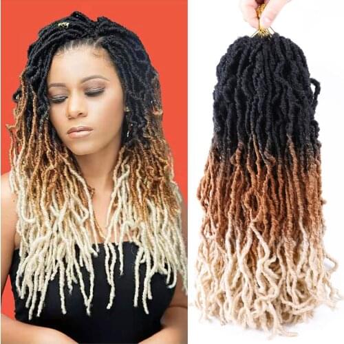 Flyteng Soft Locs Crochet Braids 21 Roots/Pack Nu Faux Locs Crochet Hair 3 Tone Ombre Synthetic Hair Extensions