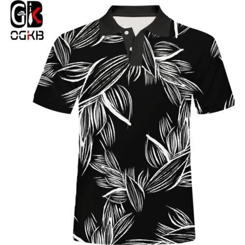 OGKB EU/US Size Male Polo Shirts Hot 3D Polos Print Forest Leaves Casual Plus Size Tops Tees Man Spring Shirt Dropshipping