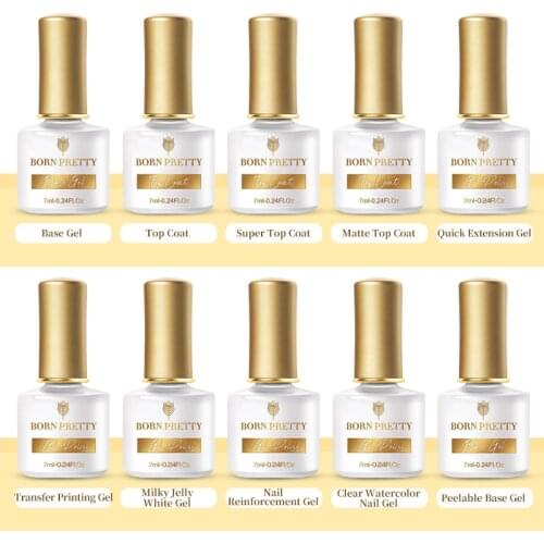 BORN PRETTY Base Top Gel Reinforcement Gel Super Matte No Wipe Top Coat Quick Building Gel Transfer Foil Nail Gel Polish