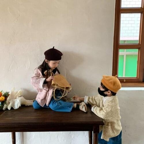 Childrens Coat 2021 Autumn New Korean Boys and Girls Cute Little Fresh Print Cardigan Children O-Neck Casual Long Sleeve Coat