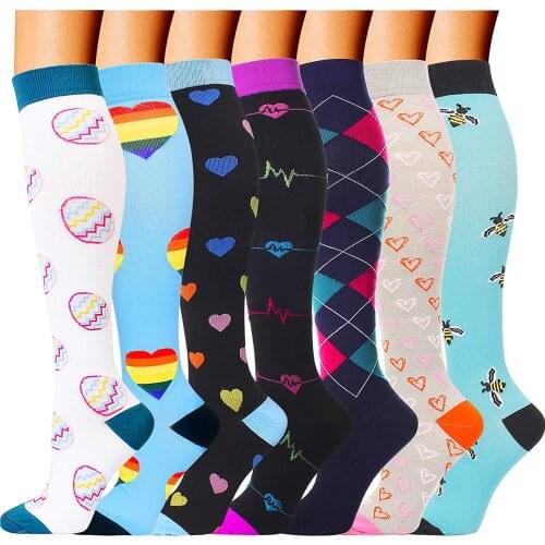 Compression Stocking Men Women Anti Fatigue Varicose Veins Edema Knee High 20-30 MmHg Sports Marathon Travel Compression Socks