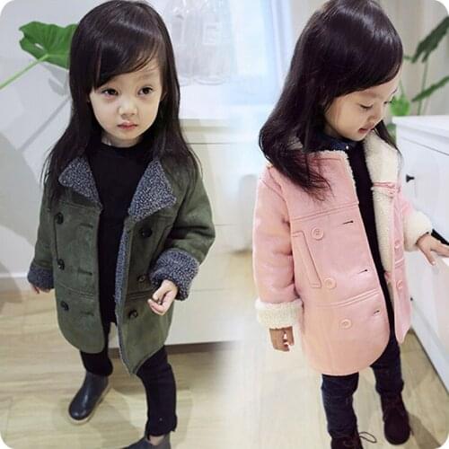 New girls jacket jacket winter childrens jacket plus velvet trench coat baby girl jacket thick warm spring and autumn coat