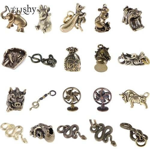 Vintage Brass Lucky Rat Key Chain Pendants Chinese New Year Of Rats Fashion Car Keychains Jewelry Feng Shui Keyring Hanging Gift