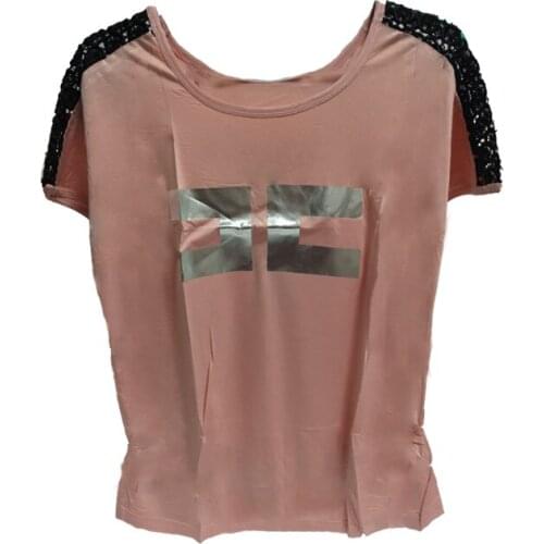 Summer Female short-sleeve cotton shirt womens white/orange/black crop top letter modal lace stitching sexy lady t-shirts