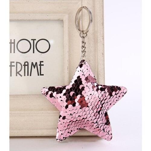 Fashion Star Sequin Keychain Keyring Sequin Pendant Gift Keychain Charms Keychain Keyring 2020 New Year Gifts Dropshipping
