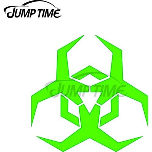 Jump Time 13 x 13cm For Neon Green Biohazard Symbol Car Stickers and Decals Fashion Occlusion Scratch Waterproof Vinyl Decor