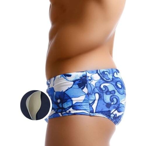 New Swimwear Floral Mens Swimming Trunks Surfing Low Waist Sexy Swim Shorts Mens Swimsuit Hot boy mens shorts swim