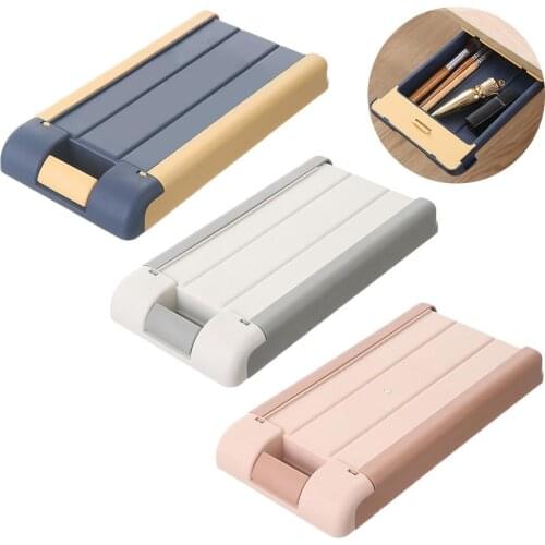 Under Desk Drawer Punch Free Under Table Hidden Organizer ABS Material Home Office Key Pen Sundries Storage Case