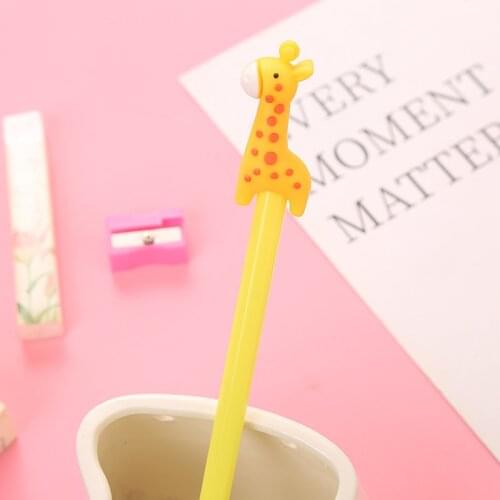 4Pcs Cute Cartoon Gel Pen 0.5mm nib Kawaii Lion Giraffe Black Signing Pen For Girls Gifts Ink Pen School Stationery Supplies