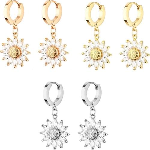 Fashion Crystal Star Heart Pendant Earrings Stainless steel for Women Girls Geometric Charms Stud Ear Jewelry Gifts