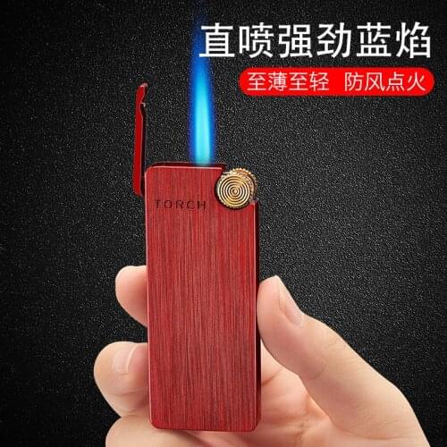 Grinding wheel direct impact windproof ultra-thin lighter metal induction cigarette lighter creative gift smoking accessories