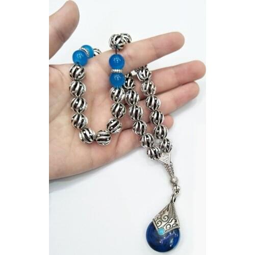 Tesbih Store 10mm Silver plated Prayer Beads Tasbih Tesbih Tasbeeh Subha Misbaha Islamic bracelet