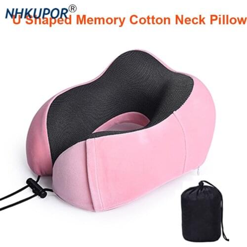 U Shaped Memory Cotton Car Neck Pillows Soft Slow Rebound Travel Pillow Solid Neck Cervical Healthcare Bedding Headrest