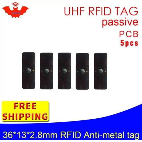 UHF RFID metal tag 915mhz 868mhz Alien Higgs3 EPC 5pcs free shipping 36*13*2.8mm small rectangle PCB smart passive RFID tags