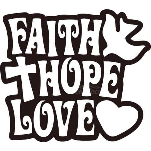Faith Hope With Love Character Pattern Vinyl Car Stickers For Car Window Door Mural Top Quality Removable ZP0223