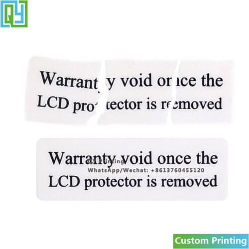 30x10mm Customized Logo Text Destructible Vinyl Eggshell Stickers Fraglie Labels Warranty Void If Removed For Computer,phone
