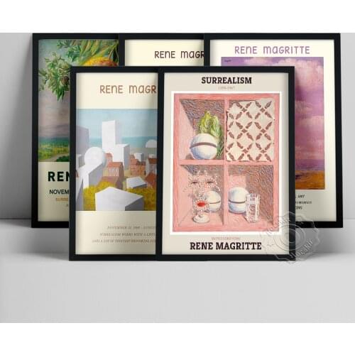 Rene Magritte Exhibition Poster, Surrealism Wall Art, Rene Pink Sheherazade Art Prints, Magritte Candle And Pear Wall Painting
