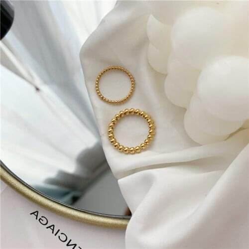 YUN RUO Solid Small Round Bead Ring Titanium Steel 18 K Gold Tail Ring Female European and American ins Top Quality Never Fade