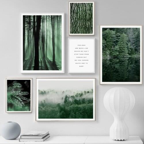 Green Tree Forest Plants Quote Landscape Wall Art Canvas Painting Nordic Posters And Prints Wall Pictures For Living Room Decor